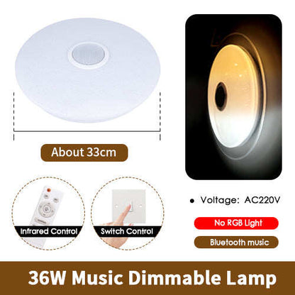 LED Music Ceiling Light RGB Bluetooth Speaker Lamp Home Party Bedroom 36W 40W  Remote Dimmable APP Smart Colorful Lighting