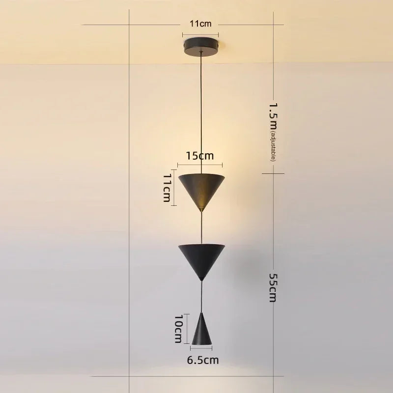 Nordic Restaurant Home LED Pendant Light Modern Black White Counter Conical Lamp