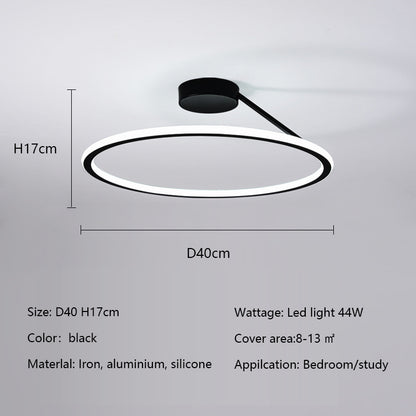 Modern Simple Circle Led Ceiling Chandelier Round Ring Aluminium Dimmable Bedroom Lamp Lighting