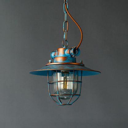 American Retro Industrial Vintage Waterproof Pendant Lamp Chain Loft Ceiling Hanging Lights Iron Glass Metal Cage