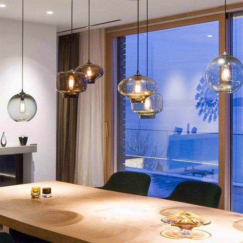 Modern Loft E27 Glass Bowl Pendant Lights Colorful Simple Hanging Lamps For Kitchen Living Room Bedroom Restaurant Hotel Room