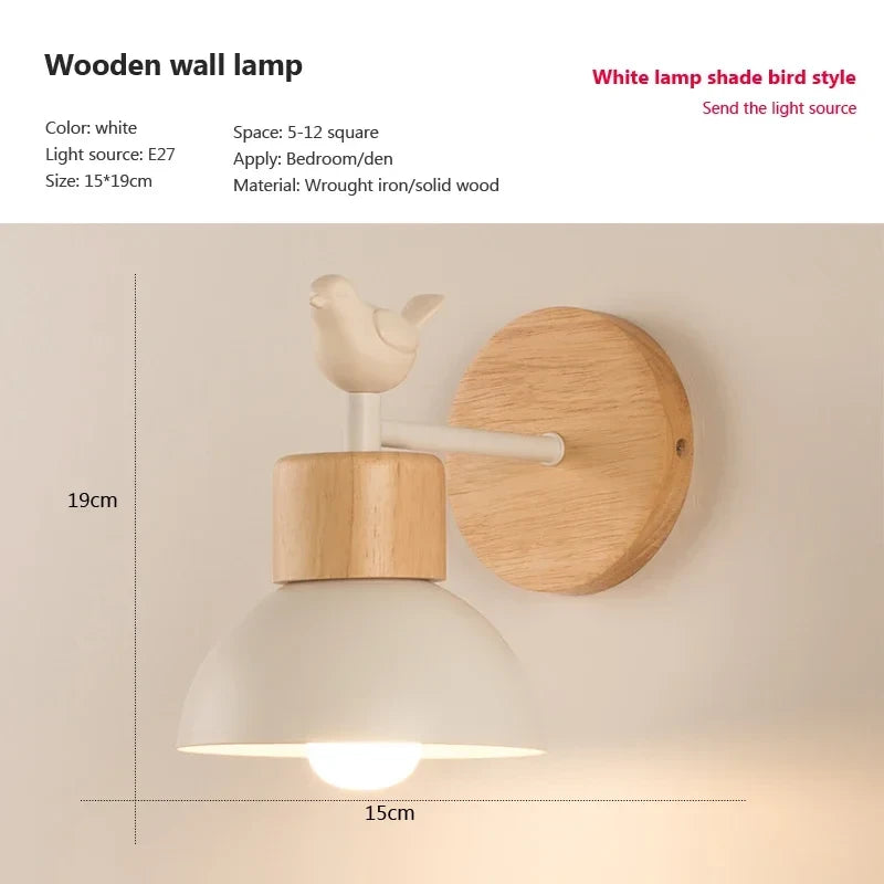 Nordic Creative Wall Lamp LED Wood Lighting Fixture For Living Room Eye Protection Bedside Home Decor Lighting