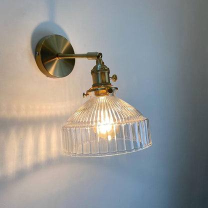 Nordic Literature And Art Fresh Bedroom Glass Brass Copper Wall Lamp