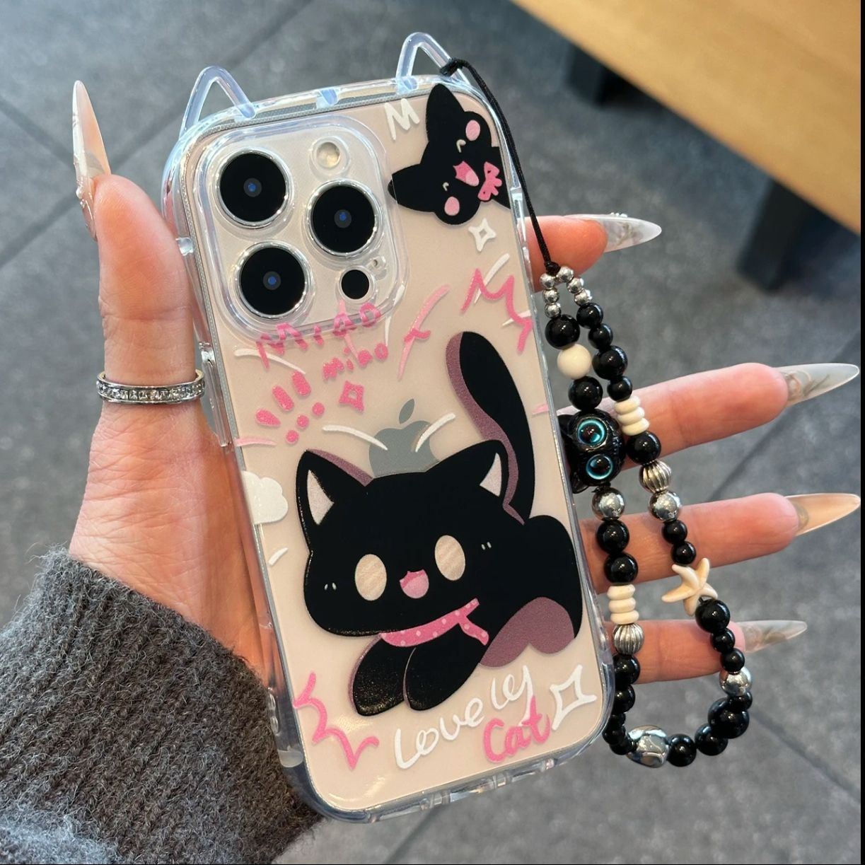 Funny Cute Kitten Bracelet Case Compatible for IPhone 13 11 16 17 15 12 Pro Max 8 7 16 Plus X XR XS Max SE 2020 Cute Cat Ears Cover
