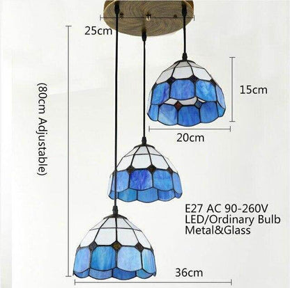 Pastoral Loft Modern Blue Glass Pendant Light LED E27 Art Deco Vintage Hanging Lamp For Living Room Bedroom Kitchen Restaurant