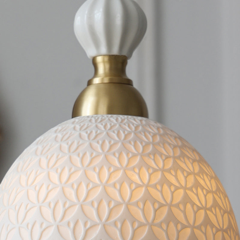 Modern Simple Cream Style Retro Brass Bedroom Bedside Lamp Dining Room Transparent Ceramic Chandelier