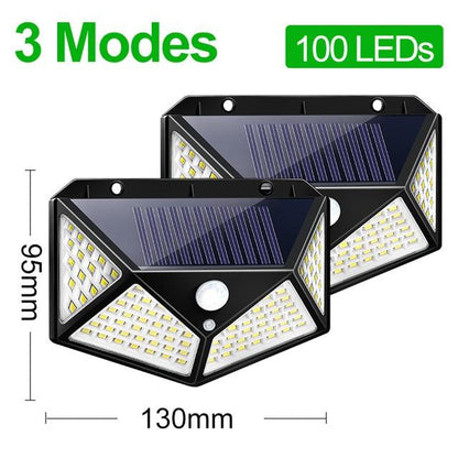 100 LED Solar Light Outdoor Solar Lamp Powered Sunlight Waterproof PIR Motion Sensor Street Light for Garden Decoration