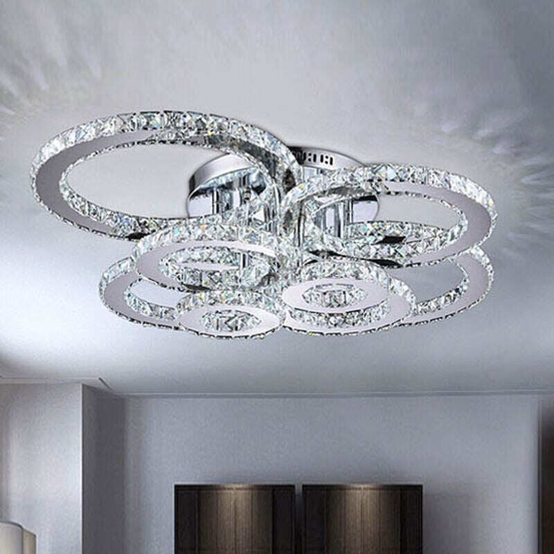 Surface K9 Crystal Modern LED Ceiling Light For Living Room Bedroom Lamp Fixture Luxury 8 Rings Dining Restaurant Plafon