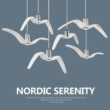 Nordic Chandelier Restaurant Three Creative Lights Modern Minimalist LED Bar Table Dining Room Personality Art Seagull Chandelier
