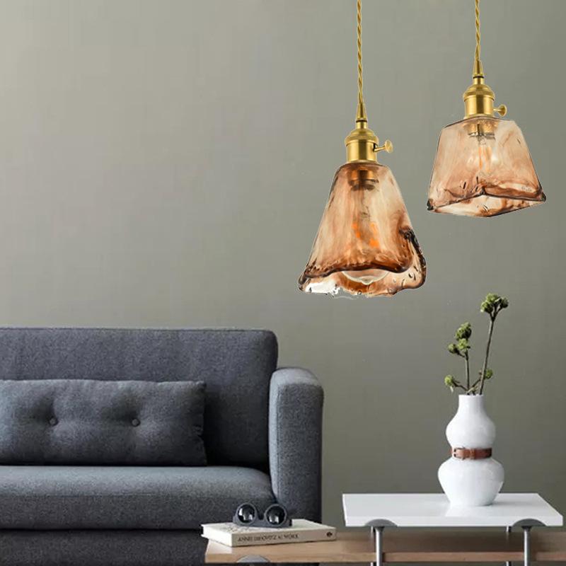 Vintage Brass Chandelier Glass Lamp Art Creative Personality Chandelier
