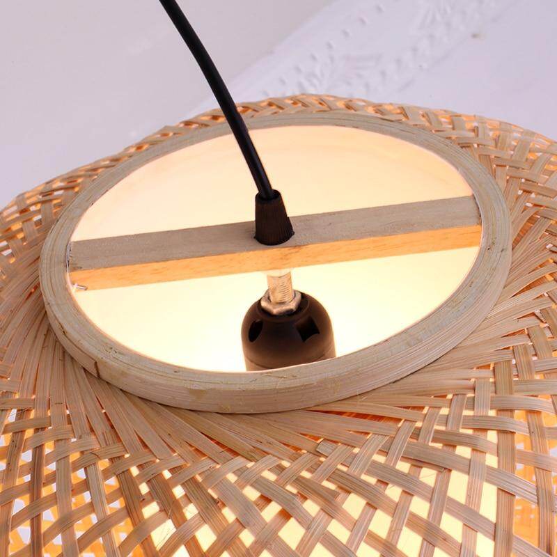 Hand Knitted Bamboo Pendant Light,Japan Style E27 For Restaurant Bedroom Rustic Rattan Art Lampadario Industrial Lamp Suspendues