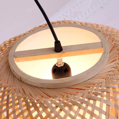 Hand Knitted Bamboo Pendant Light,Japan Style E27 For Restaurant Bedroom Rustic Rattan Art Lampadario Industrial Lamp Suspendues