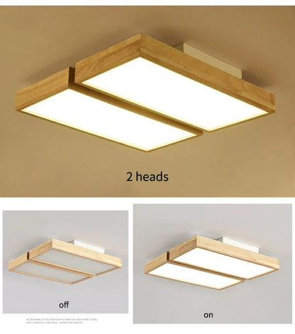 Wood Modern Led Ceiling Lamp Lights For Bedroom Living Dining Room Fixture Square Chandelier Lighting
