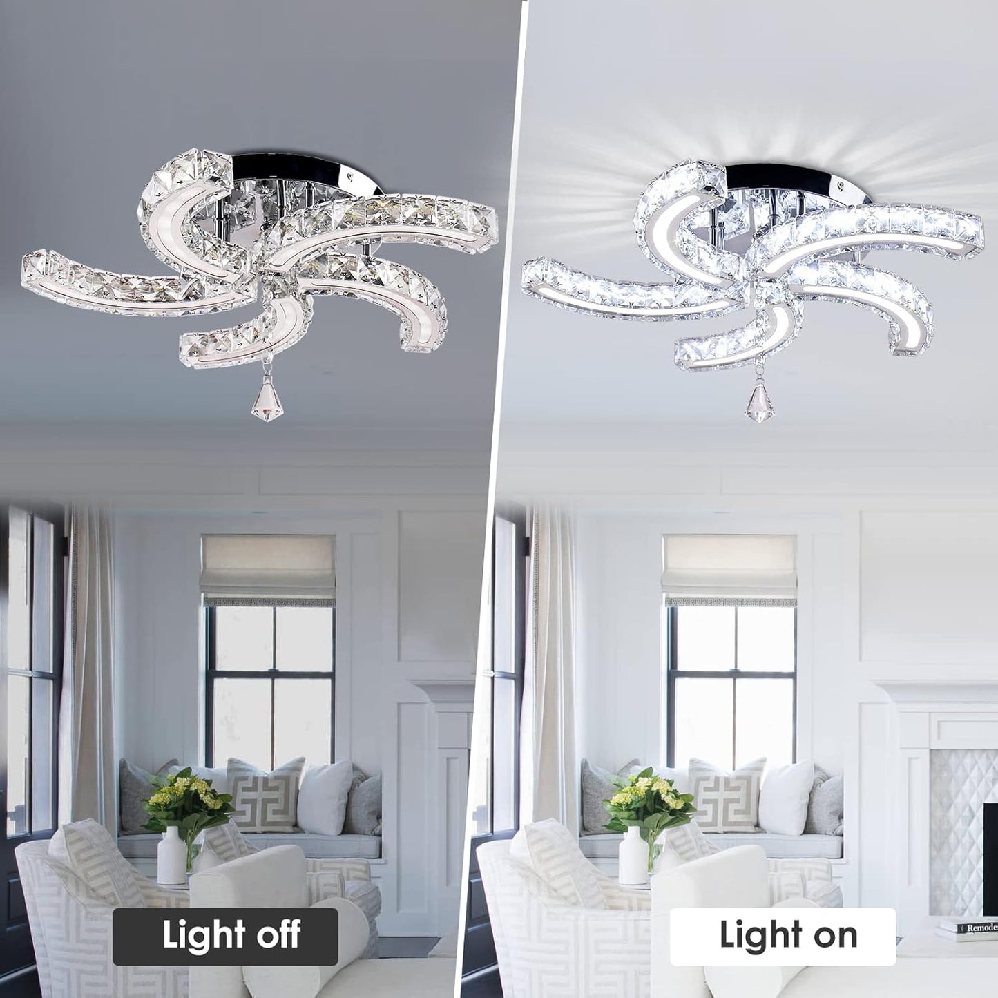 Modern Crystal Chandeliers Acrylic Crystal Led Ceiling Light Fixtures Arm Pendant Lighting Stainless Steel Ceiling Lamp Hanging