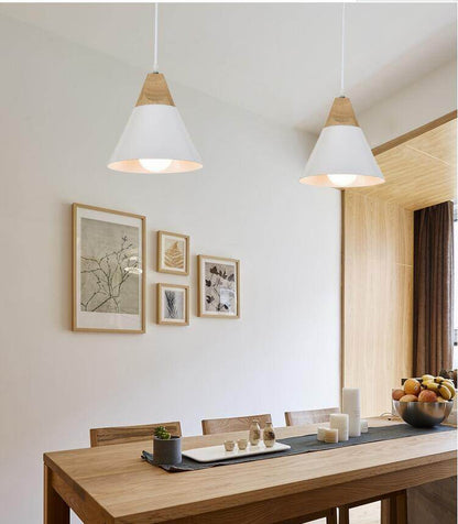 Nordic Combined Bar Real Wood Pendant Lights Multicolor Aluminum Lamp Shade Pendant Lamps for Dining Room Home Lighting Fixture