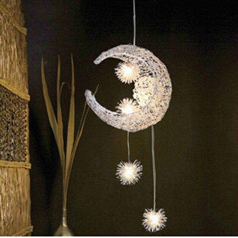 Novelty LED Modern Pendant Lamp Moon Star Wicker Nest Balcony Droplight With 5*G4 Bulb For Kid Children Room Light Home Decor
