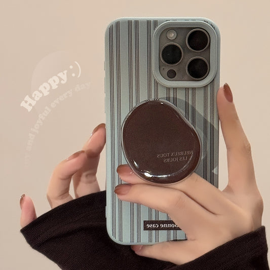 Ins Retro Stripes  Stand Holder Stand Holder Shell for Iphone 17 16 15 Pro Max Plus 12 13 14 Promax Phone Case Conque Fundas