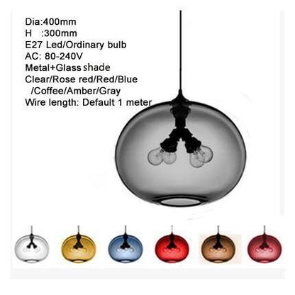 Modern Loft E27 Glass Bowl Pendant Lights Colorful Simple Hanging Lamps For Kitchen Living Room Bedroom Restaurant Hotel Room