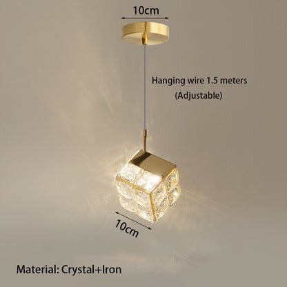 Light Luxury French Modern Crystal Bedroom Headboard Long Chandelier Dandelion Dining Room Bedroom Atmosphere Water Cube Lamp