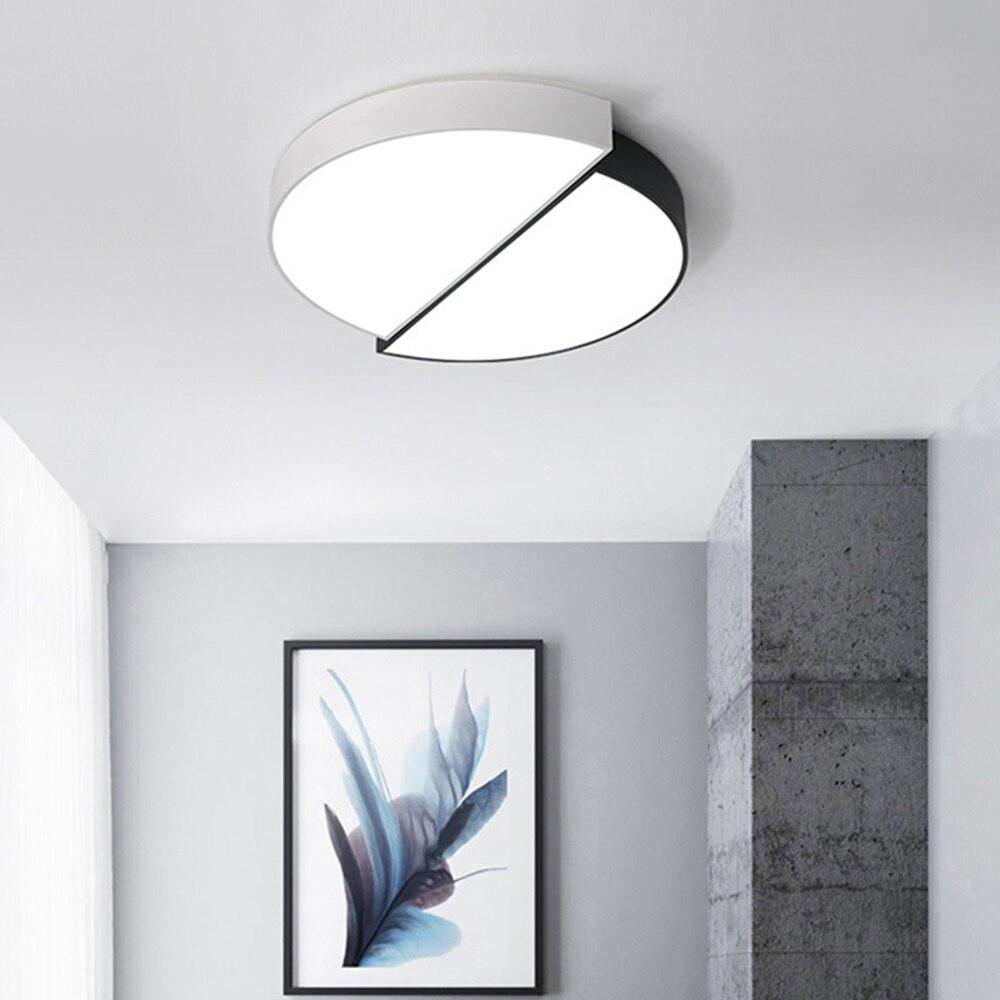 Led Round Ceiling Light Lamp Black White Combination Modern Minimalist Living Room Lamps Warm Romantic Bedroom 32cm 42cm 82cm