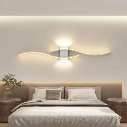 Modern LED Strip Wall Lamp Double Curve Remote Control Light Bedside Decor Black Gold Wall Sconces Living Room Bedroom