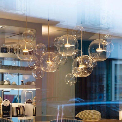 Modern Creative Clear Glass Bubble Ball LED Pendant Llights Kitchen Bedroom Store Cafe Interior Lighting Decorative Hanging Lamp