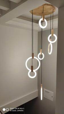LED Nordic Wooden Iron Acryl Rings DIY LED Lamp LED Light.Pendant Lights.Pendant Lamp.Pendant light For Dinning Room Foyer