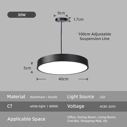 LED Round Pendant Light 110V/220V Ceiling Chandelier Office Ring Hanging Lamps Dining Living Room Home Ceiling Lighting Fixture