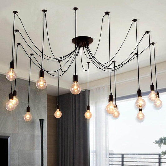 Modern Retro Edison Bulb E27 Vintage Lamps Antique DIY Art Spider Pendant Lights 2 Meters Line Home Lighting Suspension