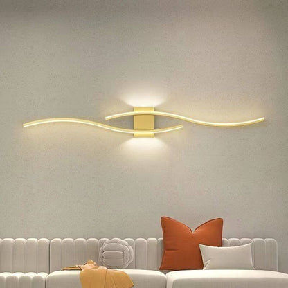 Modern LED Strip Wall Lamp Double Curve Remote Control Light Bedside Decor Black Gold Wall Sconces Living Room Bedroom