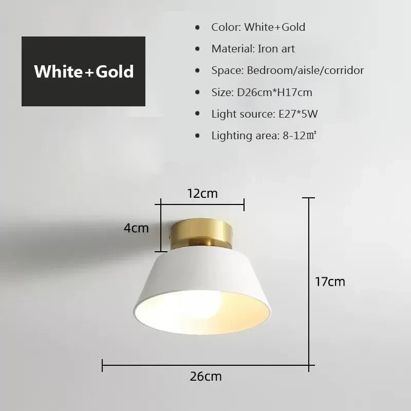 Retro Ceiling Light LED Indoor Decor Lamp Iron Round Black White Lampshade For Balcony Aisle Hallway Corridor Lighting Fixture