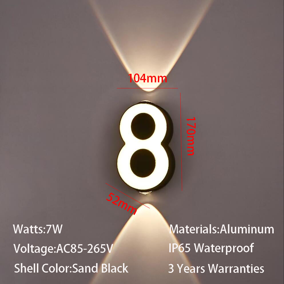 LED Wall Lamp AC85-265V 7W Digit Number Modern Minimalism Style IP65 Waterproof Outdoor Wall Lamp Lamp with 3 Years Warranties