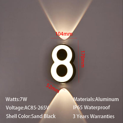 LED Wall Lamp AC85-265V 7W Digit Number Modern Minimalism Style IP65 Waterproof Outdoor Wall Lamp Lamp with 3 Years Warranties