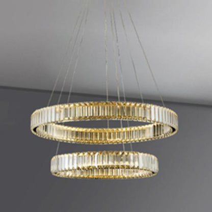 Stair Crystal Long Chandelier Rotating Ring Led Duplex Large Chandelier