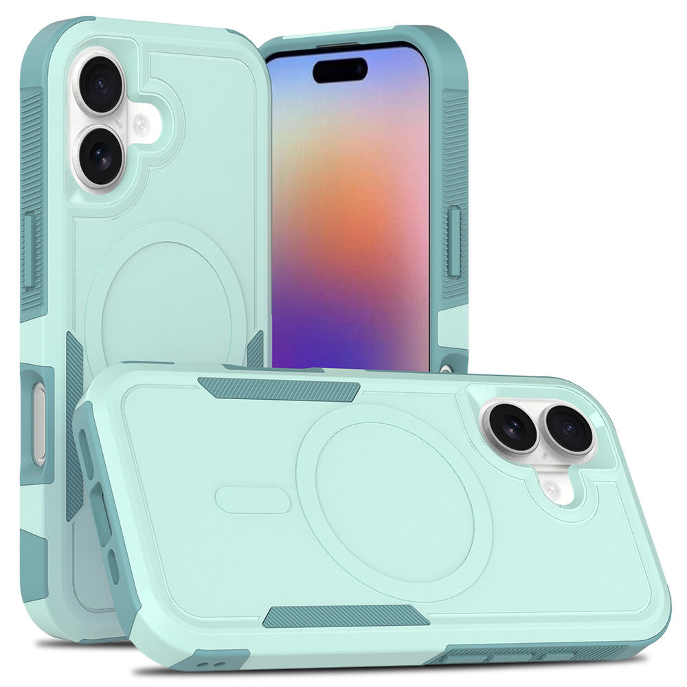 Premium 2IN1 Heavy Armor Magnetic Charging Case for IPhone 17 Air 16 15 Pro Max Shockproof PC Matte Protect Cover