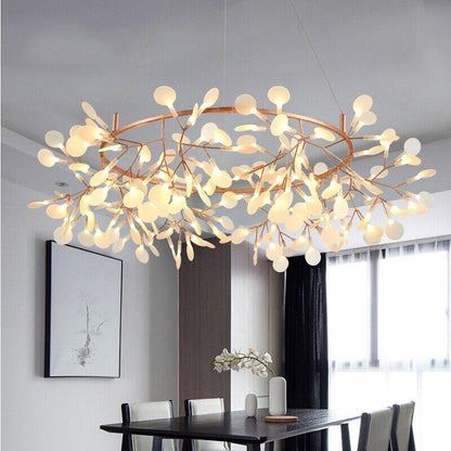 Big Round Modern LED Lamp Firefly Tree Branch Leaf Pendant Light Flower Suspension Lamps Restaurant Art Bar Home Lighting