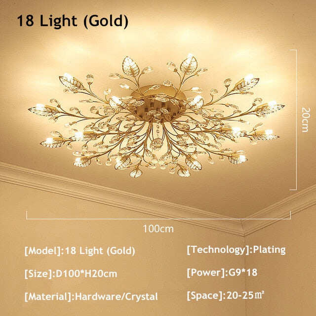 Vintage LED Ceiling Light Crystal Ceiling Lamp For Living Room Loft