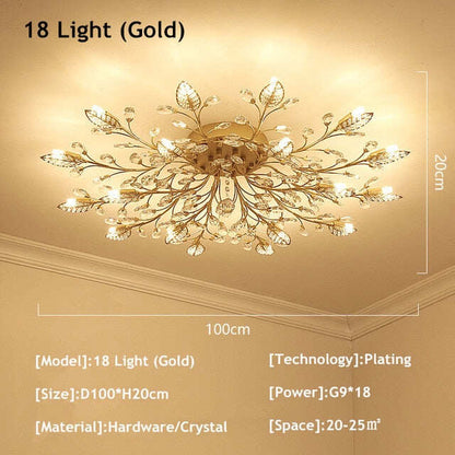 Vintage LED Ceiling Light Crystal Ceiling Lamp For Living Room Loft