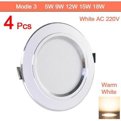 4pcs LED Spotlight 3W 5W 9W 12W 15W 18W LED Lamp AC Silver White Ultra Thin Indoor Round Recessed LED Spot Lighting