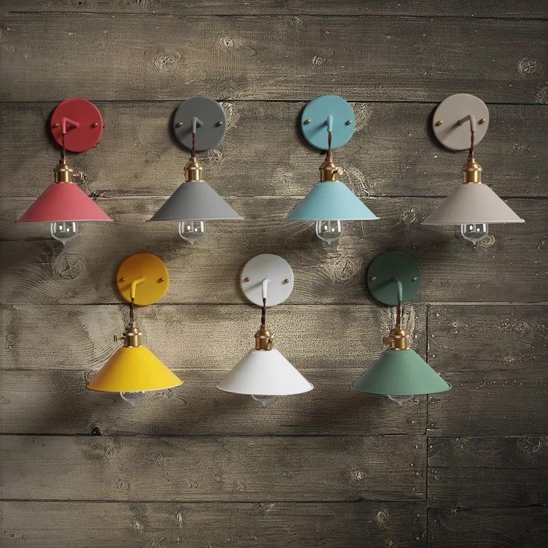 Copper Wall Lamp Nordic Lamp Macaron Wall Lamp Color Children's Room Bedside Lamp Creative Personality Wall Lamp