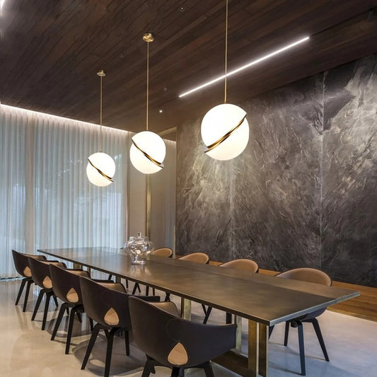 Nordic LED Modern Hanging Light White Bubble Ball Pendant Lights Kitchen Living Room Restaurant Bedroom Gold Hanging Lamp Mount