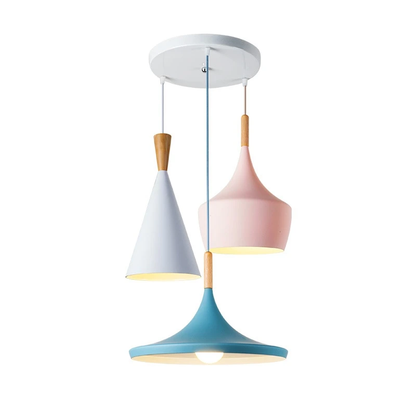 Nordic Creative Bar Loft Pendant Lights Cafe Restaurant Bedroom Multicolor Aluminum Lamp Shade Wood Hanging Lamp Family Lighting