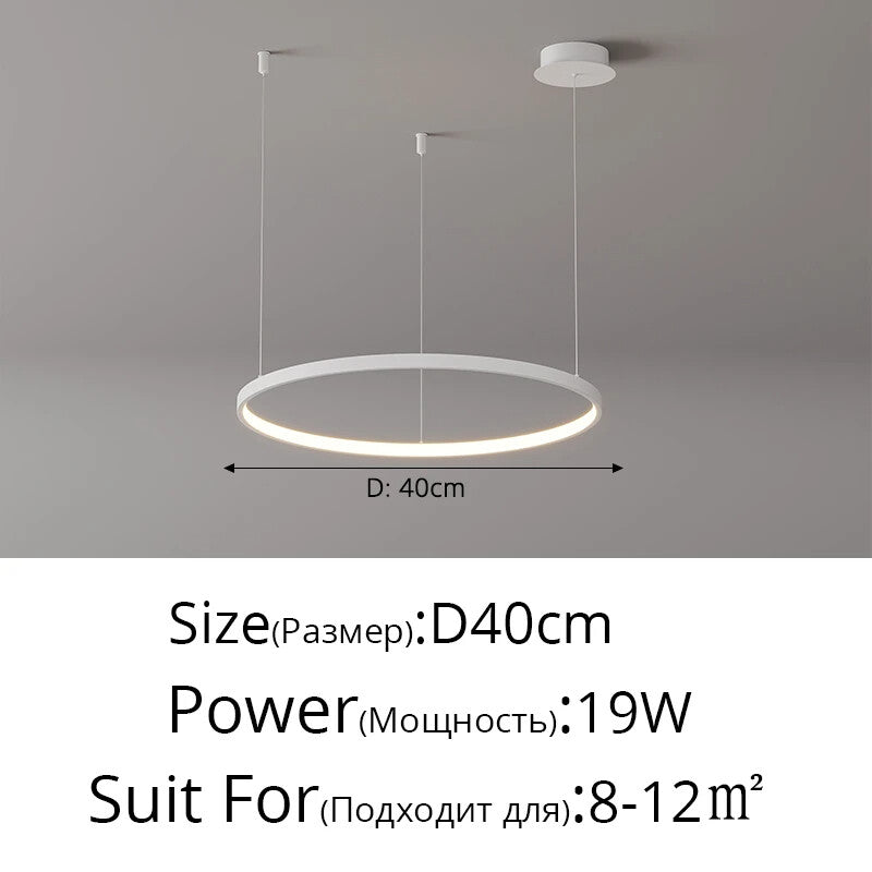 Black Rings Simple Style Modern Pendant Light Minimalist Chandelier Living Room Restaurant Dimmable Remote Lamp Home Decoration
