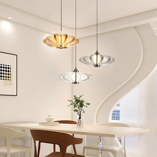 Modern Restaurant Glass Crystal Chandelier Bar Counter Luminous Body Artistic Creativity Personalized Lighting