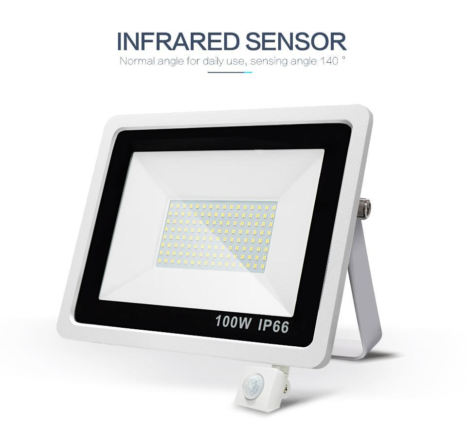PIR Motion Sensor LED Floodlight 10W 20W 30W 50W 100W Waterproof Outdoor Wall Garden LED Spotlight Reflector Foco Lamp