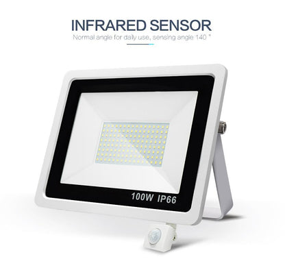 PIR Motion Sensor LED Floodlight 10W 20W 30W 50W 100W Waterproof Outdoor Wall Garden LED Spotlight Reflector Foco Lamp