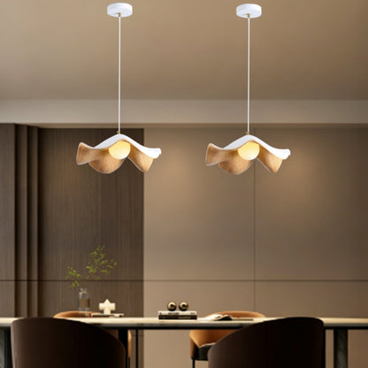 Wabi Sab Lotus Leaf Dining Pendant Light Petal Wood Grain Resin Pendants Lights Colour For Bedroom Dining Room Lighting