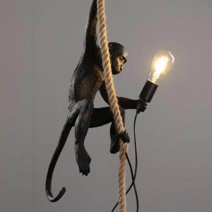 Resin Black White Gold Monkey Lamp Pendant Light For Living Room Lamps Art Parlor Study Room Led Lights lustre With E27 Led Bulb
