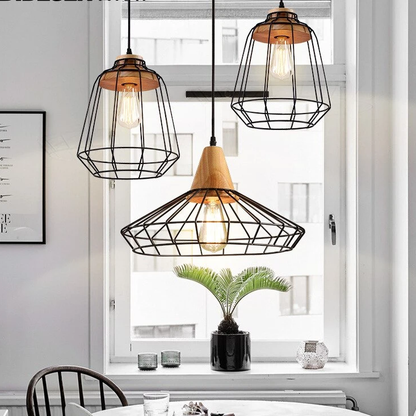 Nordic Vintage Wood Pulley Pendant Light Industrial Lighting Fixtures Retro Hanglamp For Bar Living Room Restuarant