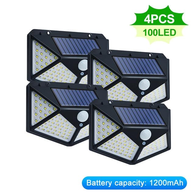 100/114 LED Solar Light Outdoor Waterproof Solar Powered Lamp PIR Motion Sensor Street Light for Garden Decoration 3 Modes